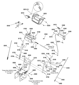 Handles And Controls Group Diagram and Parts List for 1695912-ML761650 2010 Briggs and Stratton Snow Blower